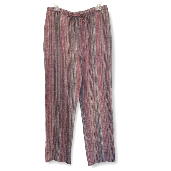 Travelsmith Size Medium Striped Linen Blend Pants - Picture 1 of 5